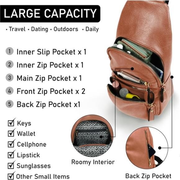 Emperia Small Sling Bag Fanny Packs Crossbody Bags Travel Backpack Chest Bag Gif - Picture 2 of 7